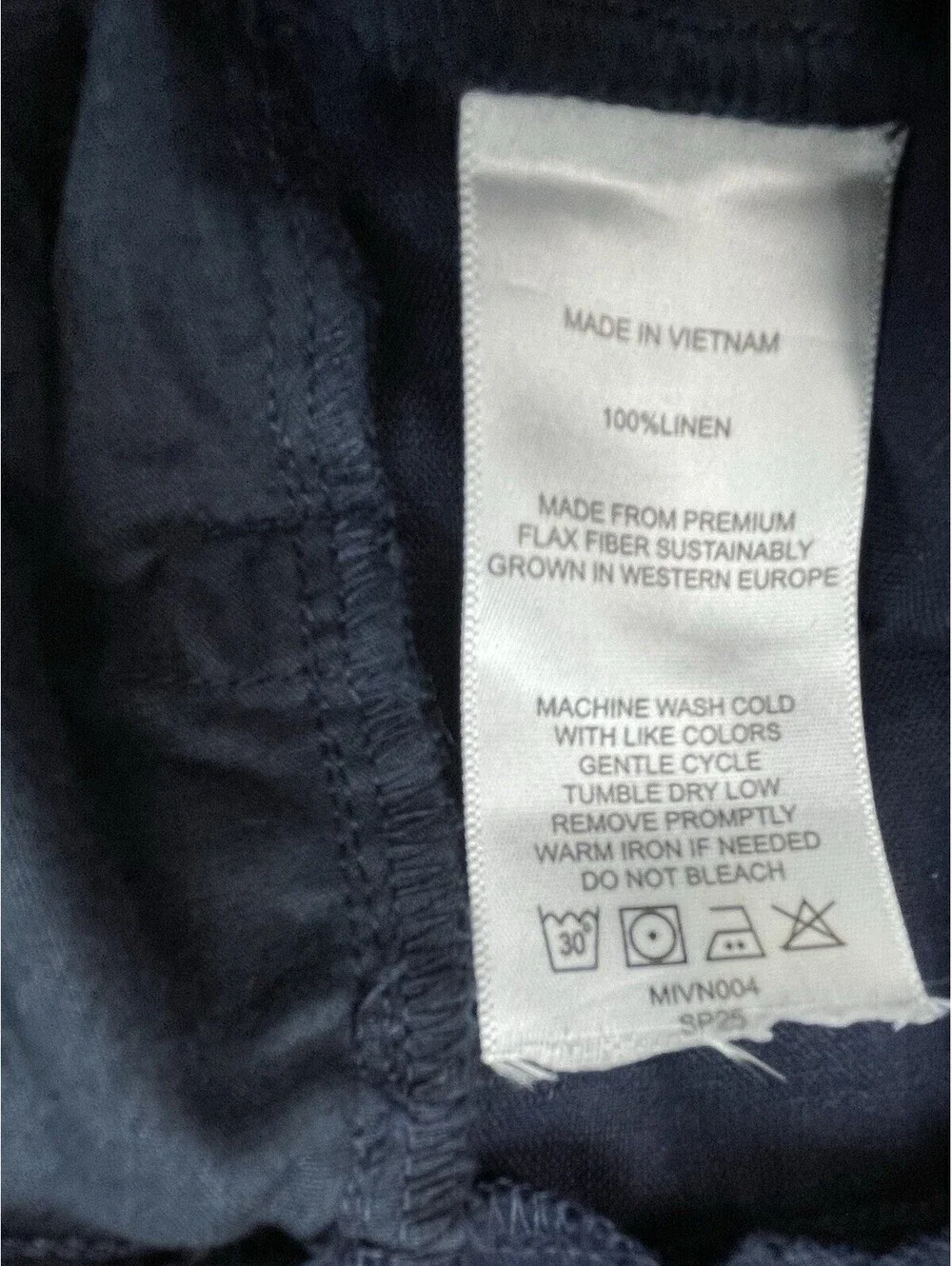 Quince European Linen Square Neck Jumpsuit L Navy Blue Cropped NO BELT